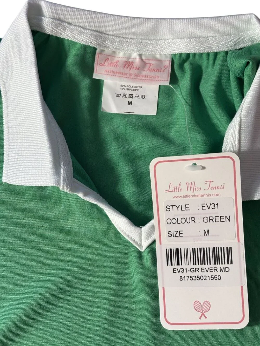 Green Polka Dot Ruffle Skort & Sleeveless Collared Top Tennis Set - Youth Medium - Picture 12 of 14